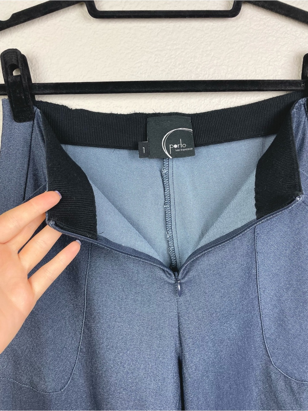 Porto San Francisco Women's 6 Chambray Barrel Leg Capri Pants Patch Pockets Zip - Picture 10 of 16
